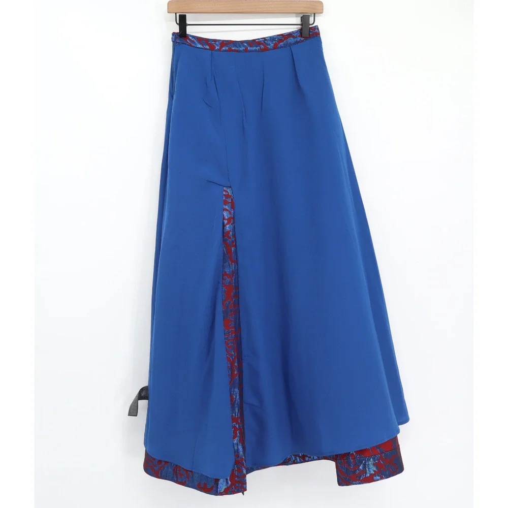 Maeve Pleated Shimmer Maxi Skirt Front Split Pockets Metallic Women's Size 2 NEW - Picture 4 of 8